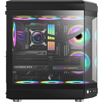  Корпус GameMax Hype без БП (ATX,Черн.,USB3.0, Зак.стекло,3*120мм ARGB вент+конт.+пульт, пыл.фильтр) 