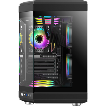  Корпус GameMax Hype без БП (ATX,Черн.,USB3.0, Зак.стекло,3*120мм ARGB вент+конт.+пульт, пыл.фильтр) 