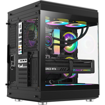  Корпус GameMax Hype без БП (ATX,Черн.,USB3.0, Зак.стекло,3*120мм ARGB вент+конт.+пульт, пыл.фильтр) 