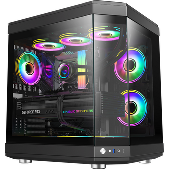  Корпус GameMax Hype без БП (ATX,Черн.,USB3.0, Зак.стекло,3*120мм ARGB вент+конт.+пульт, пыл.фильтр) 