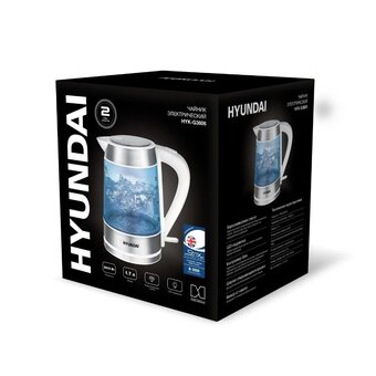  Электрочайник Hyundai HYK-G3606 белый/прозрачный 