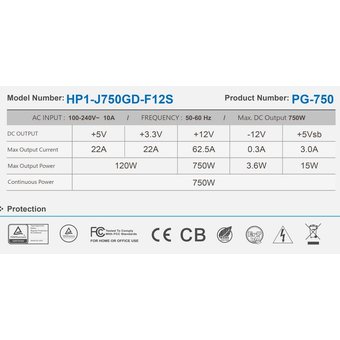  Блок питания High Power Performance GD PG-750 (HP1-J750GD-F12S) 750W 