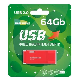  USB-флешка MORE CHOICE MF64-4 USB 64GB 2.0 (4610196407666) Red 
