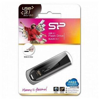  USB-флешка Silicon Power Blaze B21 SP128GBUF3B21V1K, 128Gb USB 3.2, Черный 