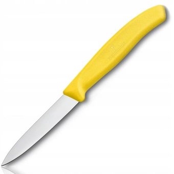  Нож кухонный Victorinox Swiss Classic (6.7606.L118) стальной для чистки овощей и фруктов лезв.80мм прямая заточка желтый 