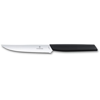  Нож кухонный Victorinox Swiss Modern (6.9003.12W) стальной столовый для стейка лезв.120мм серрейт. заточка черный 