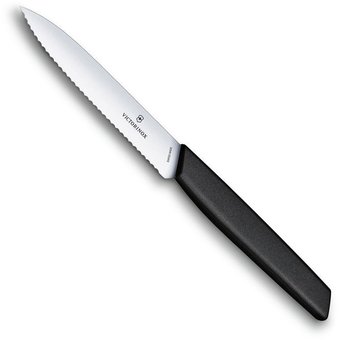  Нож кухонный Victorinox Swiss Modern (6.9003.10W) стальной универсальный лезв.100мм серрейт. заточка черный 