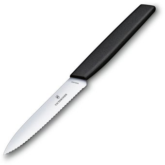  Нож кухонный Victorinox Swiss Modern (6.9003.10W) стальной универсальный лезв.100мм серрейт. заточка черный 