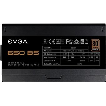  Блок питания EVGA 650 B5 220-B5-0650-V2 80 Plus Bronze 650W, Fully Modular, EVGA ECO Mode 