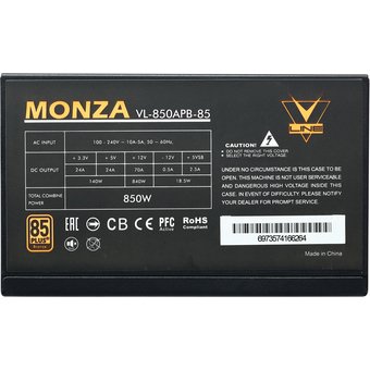  Блок питания Formula MONZA VL-850APB-85 ATX 850W 80+ bronze 24+2x(4+4) pin APFC 120mm fan 7xSATA RTL 