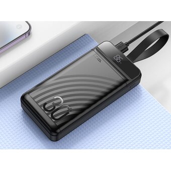  Аккумулятор внешний резервный HOCO J123B Element 22.5W+PD20W fully compatible power bank with digital display 30000mAh (чёрный) 