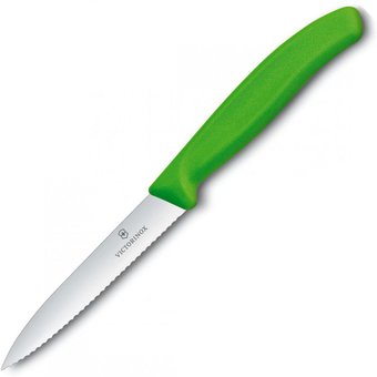  Нож кухонный Victorinox Swiss Classic (6.7736.L9) стальной для чистки овощей и фруктов лезв.100мм серрейт. заточка оранжевый без упаковки 