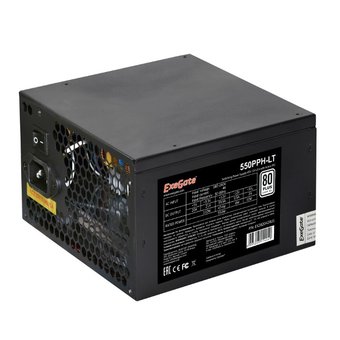  Блок питания ExeGate 550PPH-LT-OEM EX282042RUS-OEM 550W, 80+, ATX, black, APFC, 12cm, 24p, (4+4)p, 5*SATA, 3*IDE 