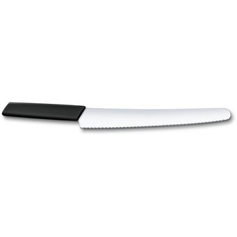  Нож кухонный Victorinox Swiss Modern (6.9073.26WB) стальной для хлеба лезв.260мм серрейт. заточка черный блистер 