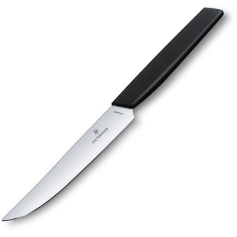  Нож кухонный Victorinox Swiss Modern (6.9003.12) стальной столовый для стейка лезв.120мм прямая заточка черный 