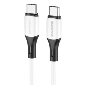  Дата-кабель BOROFONE BX79 silicone charging 60W Type-C to Type-C (белый) 