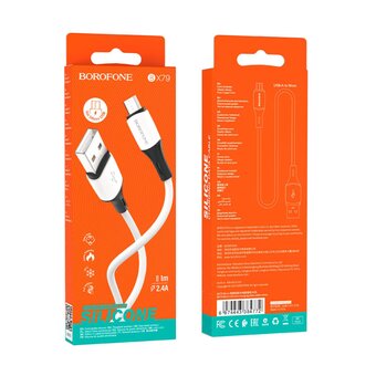  Дата-кабель BOROFONE BX79 BX79 silicone charging Micro, 1м (белый) 