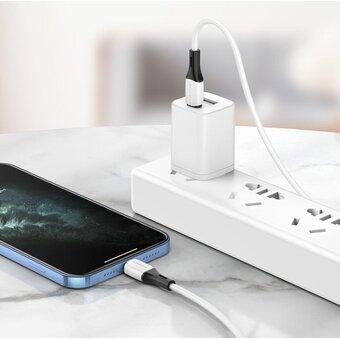  Дата-кабель BOROFONE BX79 iP PD silicone charging Lightning, 1м (белый) 