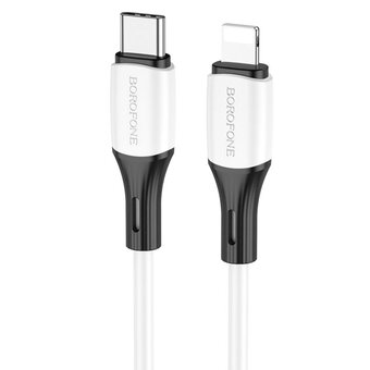  Дата-кабель BOROFONE BX79 iP PD silicone charging Lightning, 1м (белый) 