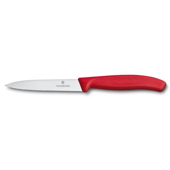  Нож кухонный Victorinox Swiss Classic (6.7731) стальной разделочный для овощей лезв.100мм серрейт. заточка красный 