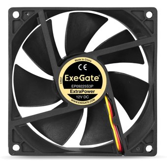  Вентилятор Exegate ExtraPower EP09225S3P EX283383RUS 92x92x25 мм, подшипник скольжения, 3pin, 2200RPM, 24dBA 