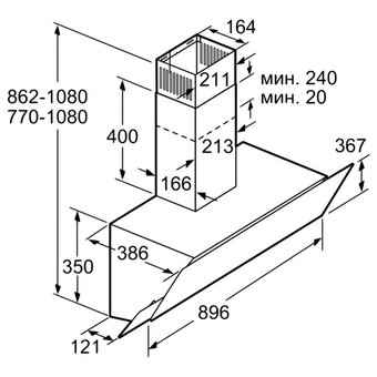  Вытяжка BOSCH DWK095G60T черный 