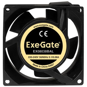  Вентилятор Exegate EX08038BAL EX288999RUS 220В (80x80x38 мм, 2-Ball (двойной шарикоподшипник), 2500RPM, 37dBA) 