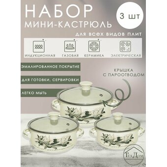  Набор кастрюль ZEIDAN Z-80615-01 0,5л, 0,8л, 1,2л 