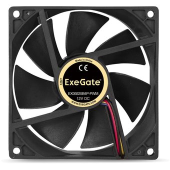  Вентилятор Exegate EX09225B4P-PWM EX288927RUS (92x92x25 мм, 2-Ball (двойной шарикоподшипник), 4pin, PWM, 29dBA) 