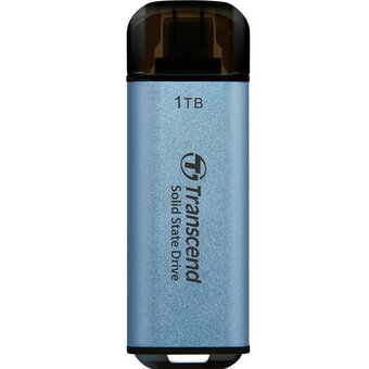  SSD Transcend ESD300 (TS1TESD300C) 1.0Tb (USB3.2 gen 2, Type C, 1050/950Mbs, 3D Nand, 60x20x7.8mm, 9g) голубой 