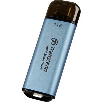  SSD Transcend ESD300 (TS1TESD300C) 1.0Tb (USB3.2 gen 2, Type C, 1050/950Mbs, 3D Nand, 60x20x7.8mm, 9g) голубой 