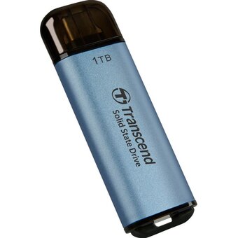  SSD Transcend ESD300 (TS1TESD300C) 1.0Tb (USB3.2 gen 2, Type C, 1050/950Mbs, 3D Nand, 60x20x7.8mm, 9g) голубой 