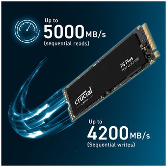  SSD Crucial P3 Plus (CT1000P3PSSD8) M.2 1.0Tb (PCI-E 4.0 x4, up to 5000/3600MBs, 3D NAND, NVMe, 220TBW, 22х80mm) 