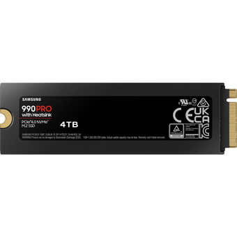  SSD Samsung 990 Pro Series (MZ-V9P4T0CW) M.2 4.0Tb (PCI-E 4.0 x4 , up to 7450/6900MBs, 3D TLC, NVMe 2.0, DDR4 4096Mb, 2400TBW, 22х80mm, heatsink) 