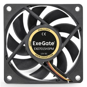  Вентилятор Exegate EX07015H3PM EX283372RUS 70x70x15 мм, гидродинамический, 3pin+Molex, 3000RPM, 26dBA 