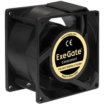  Вентилятор Exegate EX08038SAT EX289002RUS 220В (80x80x38 мм, Sleeve bearing (подшипник скольжения), клеммы, 2400RPM, 36dBA) 