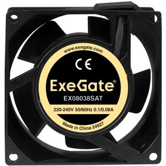  Вентилятор Exegate EX08038SAT EX289002RUS 220В (80x80x38 мм, Sleeve bearing (подшипник скольжения), клеммы, 2400RPM, 36dBA) 