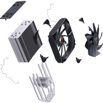  Кулер JONSBO Pisa A4 Grey LGA1700/1200/115X/AM5/AM4 (TDP 250W, PWM, 120mm Black Fan, 4 тепловых трубок, 4-pin) Retail 