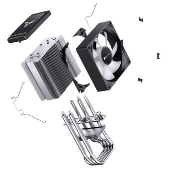  Кулер JONSBO CR-1400 Evo ARGB LGA1700/1200/115X/AM5/AM4 (TDP 180W, PWM, 92mm ARGB Fan, 4 тепловые трубки, 4-pin) Retail 