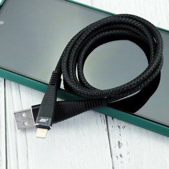  Дата-кабель Fishbone USB - 8 pin, 3А, 1м, черный, Borasco 