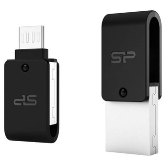  USB-флешка Silicon Power Mobile X21 OTG SP016GBUF2X21V1K 16Gb USB 2.0/MicroUSB, Черный 