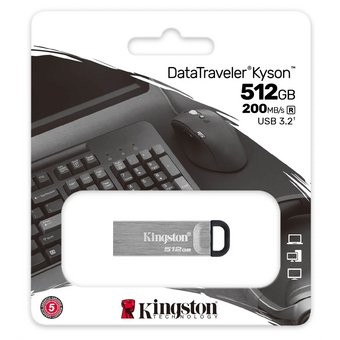  USB-флешка Kingston DTKN/512GB 512Gb DataTraveler Kyson USB Type-A, metal case, silver 