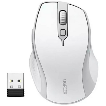  Мышь UGREEN MU101 (15805) Ergonomic Contoured-Shape Design Wireless Mouse White Gray 