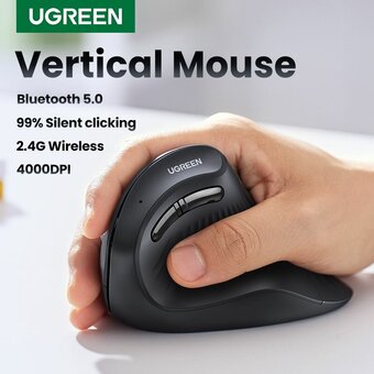 Мышь UGREEN MU008 (25444) Wireless Vertical Mouse Black 