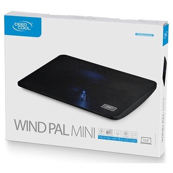  Подставка для охлаждения ноутбука DEEPCOOL Wind Pal Mini (до 15.6", тонкая металическ. панель, LED подсветка, USB порт, 140мм вентилятор) 