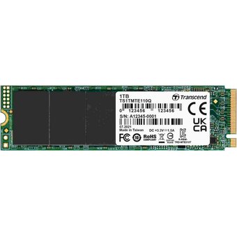  SSD Transcend 110Q (TS1TMTE110Q) 1000GB, M.2(22x80mm), NVMe, PCIe 3.0 x4, QLC, R/W 2000/1500MB/s, IOPs 170 000/250 000, TBW 300 