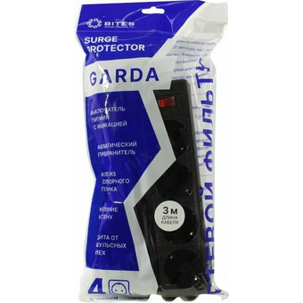 Сетевой фильтр 5bites Garda SP4B-530 4S/3*0.75mm2/3M/Black 