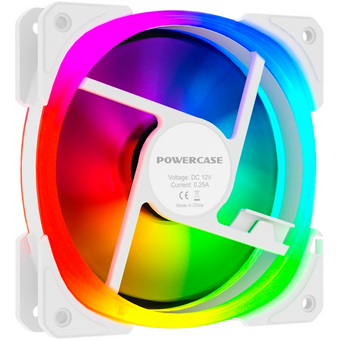  Вентилятор Powercase CM21-12W ARGB White 120x120x25мм (PWM, 4pin +ARGB Sync, 800-1500±10 об/мин) Bulk 