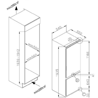  Встраиваемый холодильник Weissgauff WRKI 195 Total NoFrost Inverter 