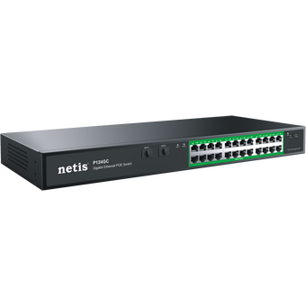  Коммутатор неуправляемый Netis P124GC PoE+, 26 портов, 24x1Гбит/с, PoE+ 24х30Вт (до 360Вт), Uplink SFP 2x1Гбит/с 